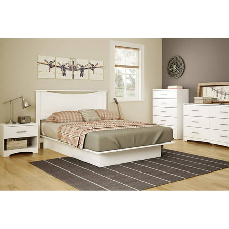 South Shore Gramercy Full//Queen Platform Bed with Drawers Pure Black 54//60